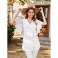 thumbnail image 3 of Women'S Short Sleeve V Neck Blouses Shirts Floral Double Layers Mesh Tunics Tops White XXL, 3 of 6