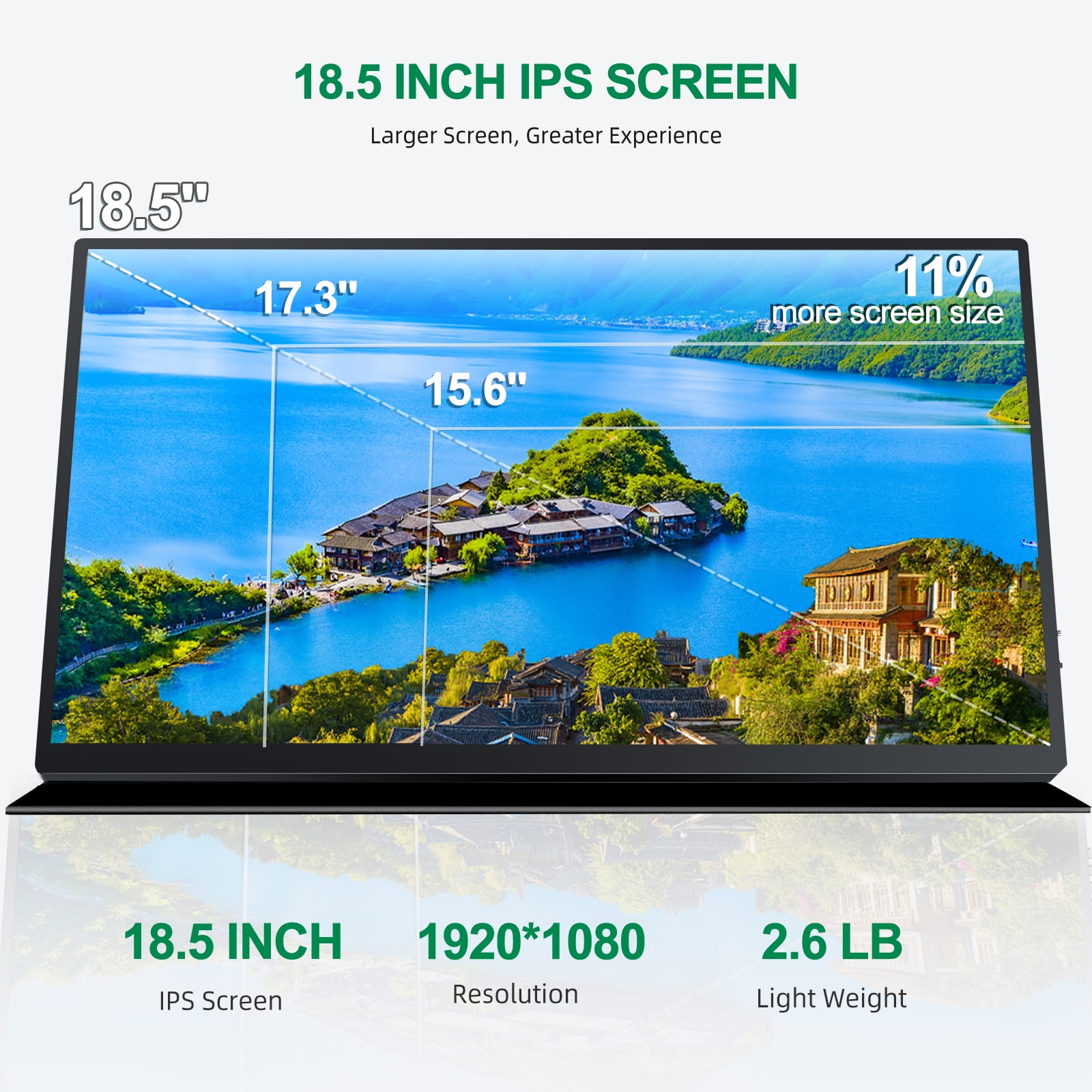 UPERFECT 18.5" Portable Gaming Monitor 120HZ, 1080P IPS HDR Eye Care Computer Display, External Second Screen for Laptop, Xbox, PS5 Nintendo
