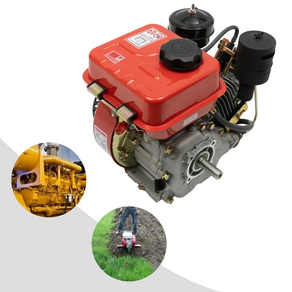 2.2KW 4-Stroke Diesel Engine,3800rpm Max Speed,3.5L Fuel Tank,Low Oil Alarm,Air-Cooled with Muffler,for Farming/Gardening/Generators,Red Aluminum/Steel,Manual Start
