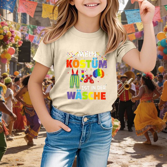 CUZIBR Boys Girls Carnival Shirts Cartoon Letter Graphic Print T Shirt Festive Party Short Sleeve Crewneck Tee Comfortable Casual Playwear Toddler Summer Back To School Truck dailywear,Beige,5 Years