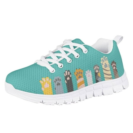 

Suhoaziia Cyan Sneakers for Girls Fashion Novelty Kitten Paw Graphic Flats Fall Low Top Platform Comfortable Jogging Sneakers Size 12