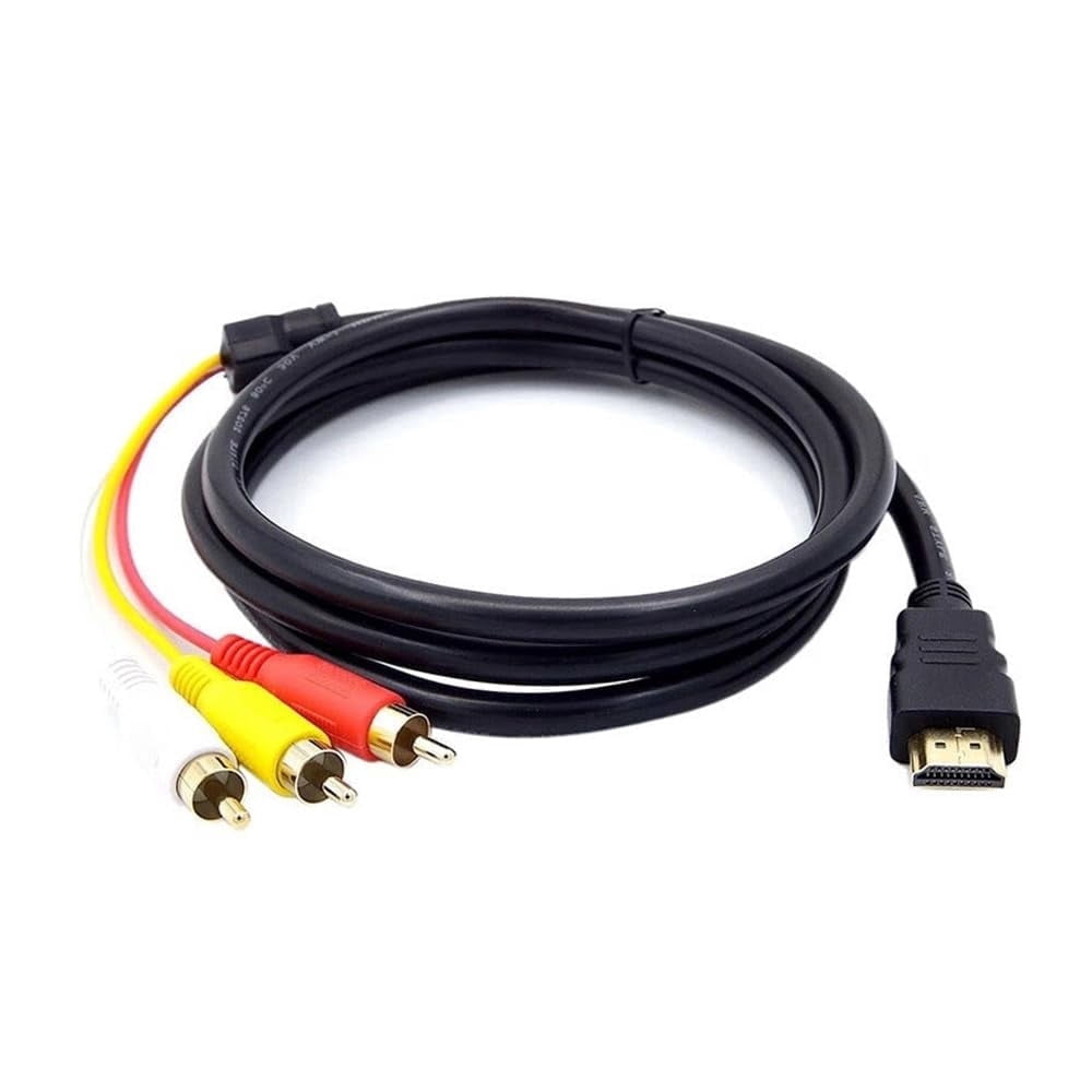 1.5m /5ft Video Cable HDMI to RCA Audio AV Adapter, Male M/M 3-RCA DVD HDMI 1080P for HDTV