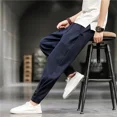 thumbnail image 3 of Pantalones anchos y holgados de lino para hombre, pantalones casuales finos y sueltos de verano para hombre, ropa de calle estilo harén, promoción, ropa estética original y popular, 3 of 5