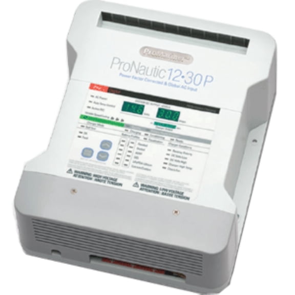 12" White and Black ProNautic 3 Bank Battery Charger - 30 Amp