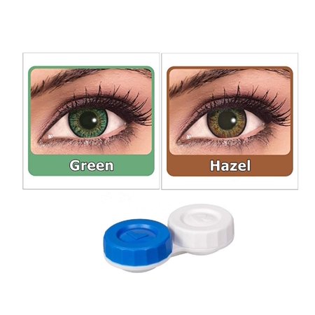 Hazel, Green 0 Power Monthly Contact Lens sOlution with Lens Storage Box