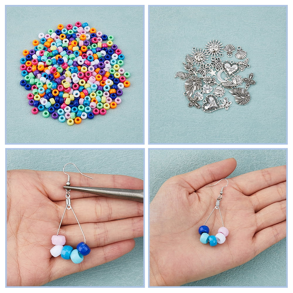 DIY Earring Making Kits Including Brass Earring Hooks Alloy & 304 Stainless Steel Wire Pendants Plastic Barrel Beads Pliers