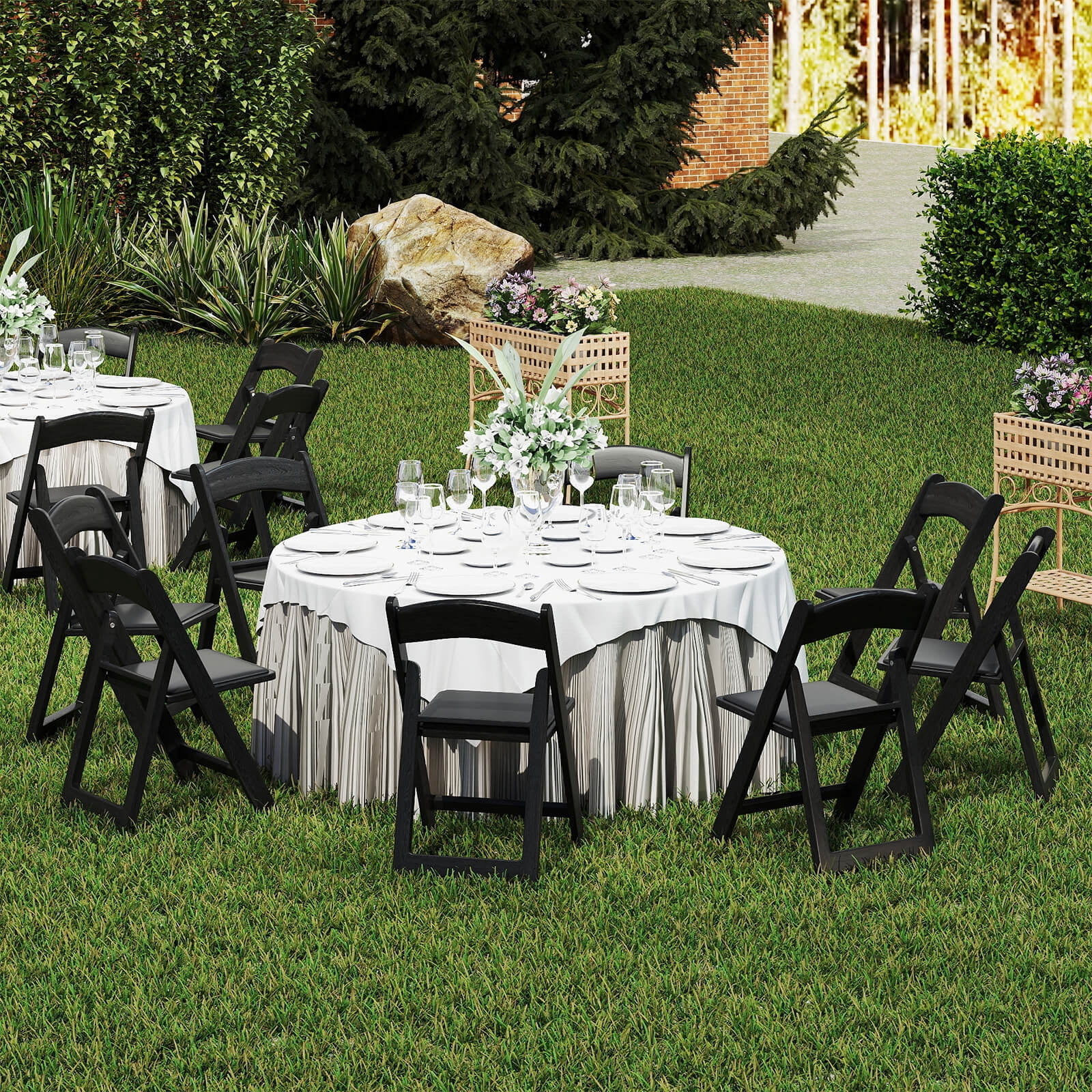 Costway 20 Pack Resin Folding Chairs with Padded Seat All-Weather Resin Frame Patio Black