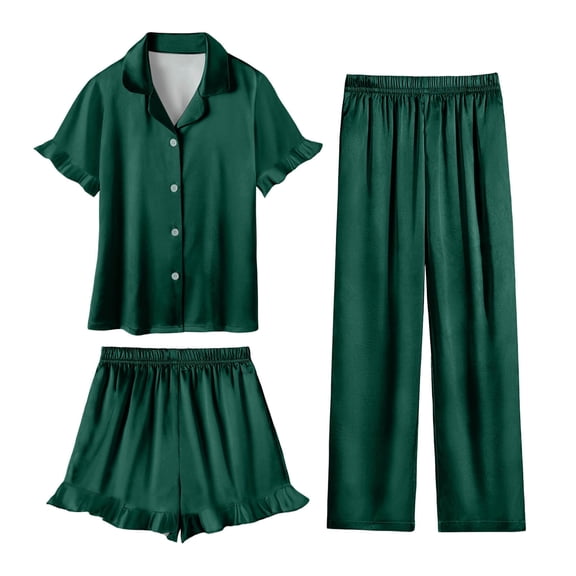 Auroural 3 Piece Sets for Toddler Girls 5T Toddler Girls Clothes 5T Kids Girls Fashion Cute Solid Color Loose Short Sleeve Top Shorts Pants Homewear Set 3 Piece Sets