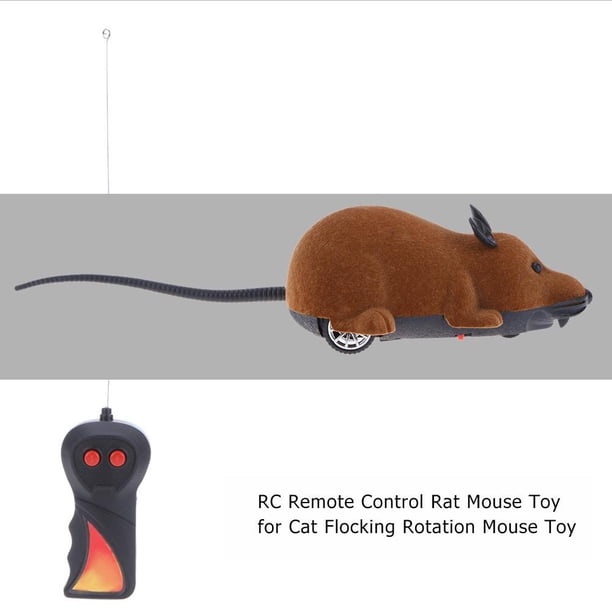 Ratón De Simulación Flocado gato ratones juguete divertido lindo control remoto ratón gato jugando juguetes (marrón) Likrtyny Libre de BPA