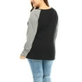 thumbnail image 5 of Unique Bargains Juniors' Plus Size Floral Skull Contrast Color Raglan Top 1X Black, 5 of 5