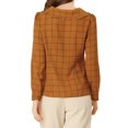 thumbnail image 3 of Allegra K Women's Cute Collar Plaid Blouse Long Sleeve Button-Down Shirts, 3 of 6