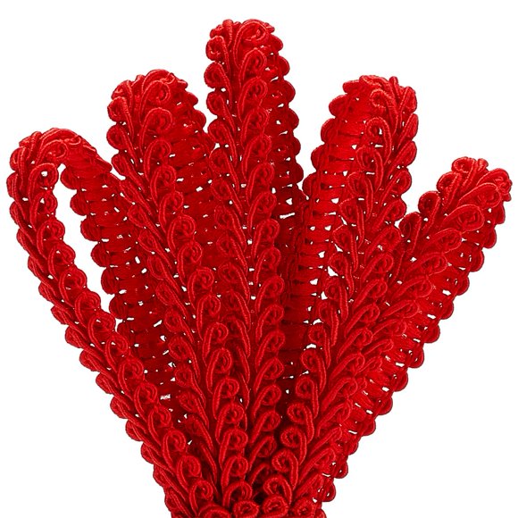 Cinta decorativa PH PandaHall roja con ribete trenzado de 25 m y 8 mm