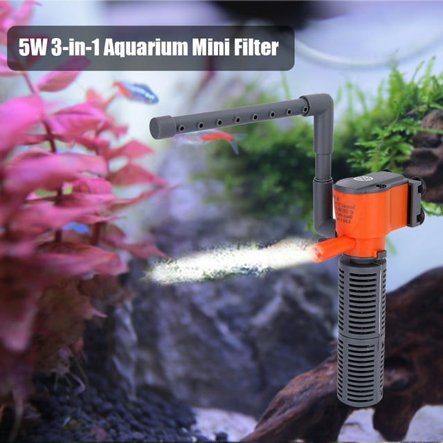 3W/5W 3-in-1 Mini Filter Aquarium Fish Sponge Filter Oxygen Supply Quiet Air Pump Filter for All Small Fish Tank