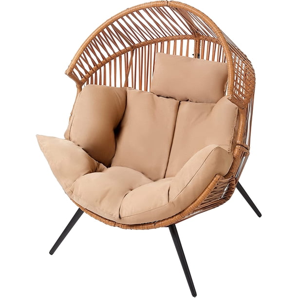 LUCKYBERRY Patio Outdoor & Indoor Egg Chair PE Rope Open Weave Egg