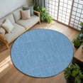 thumbnail image 3 of Blue 6ft Round Rug, Farmhouse Burlap Solid Blue Color Modern Linen Texture Non-Skid Rubber Backing Large Area Rugs - Living Room Bedroom Home Office, Indoor Floor Mat Carpets Washable Rug, 3 of 9