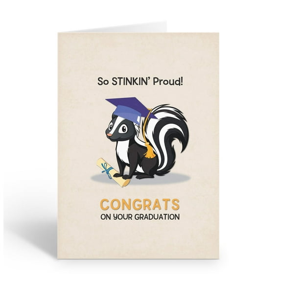 Stonehouse Collection | Kids Graduation Card | Skunk with Cap | 5x7 | Blank Sing