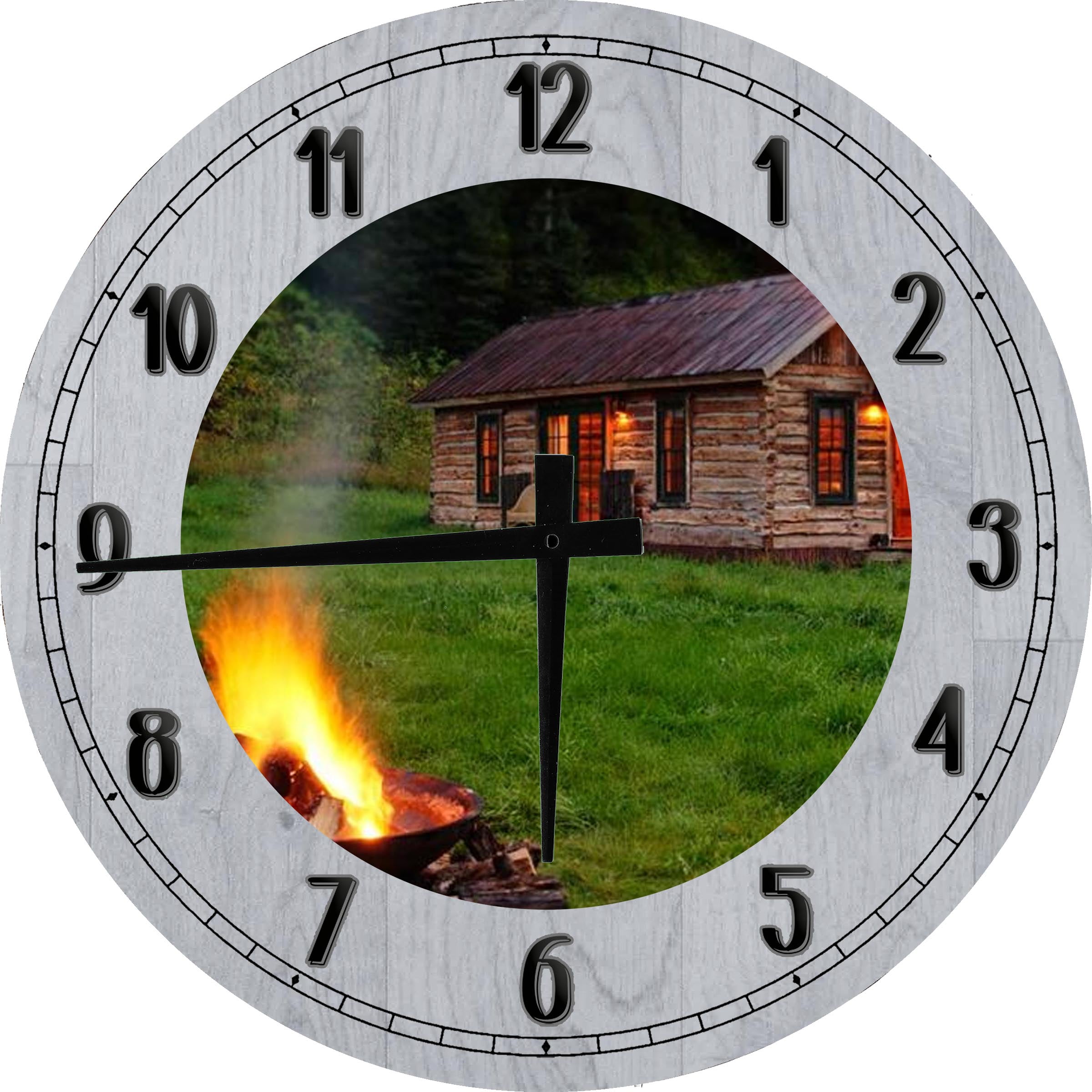 Large Wood Wall Clock 24 Inch Round Cabin Wall Art for Cabin Decor for