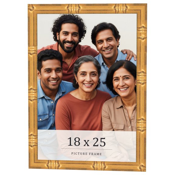 18x25 Frame Gold Bamboo Solid Wood Picture Frame | 1 Inch Moulding Width | Interior Frame Depth