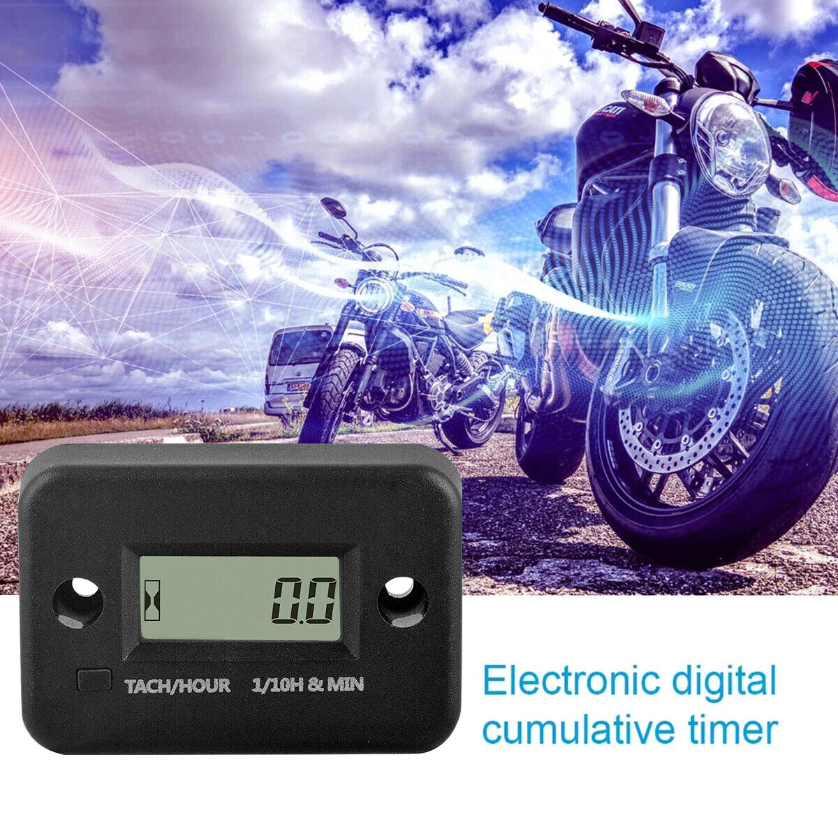 Chainsaw Engine Tach Hour meter Digital tachometer Lawn mower (Black,2/