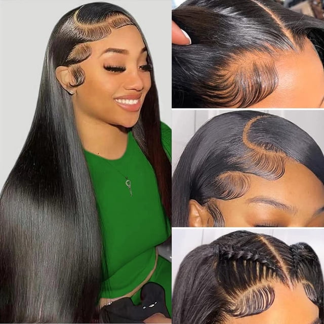 Voloria 2 unids/par HD encaje suizo pre arrancado línea de pelo bebé pelucas rayas brasileño humano virgen borde reutilizable más natural color completo encaje frente pelucas para mujeres