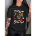 thumbnail image 1 of 2024 Spring and Summer Women's Clothing Oh Sip It's A Girls Trip Funny Casual Printed Ladies T-shirt, 1 of 6