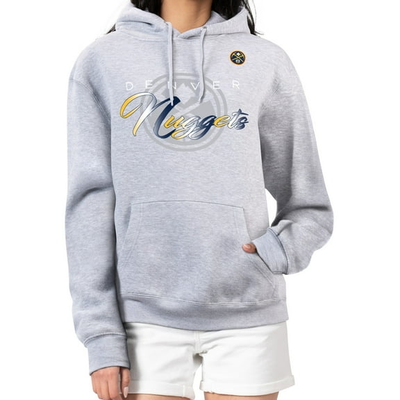Women's G-III 4Her by Carl Banks Gray Denver Nuggets Shadow Logo Tri-Blend Fleece Hoodie