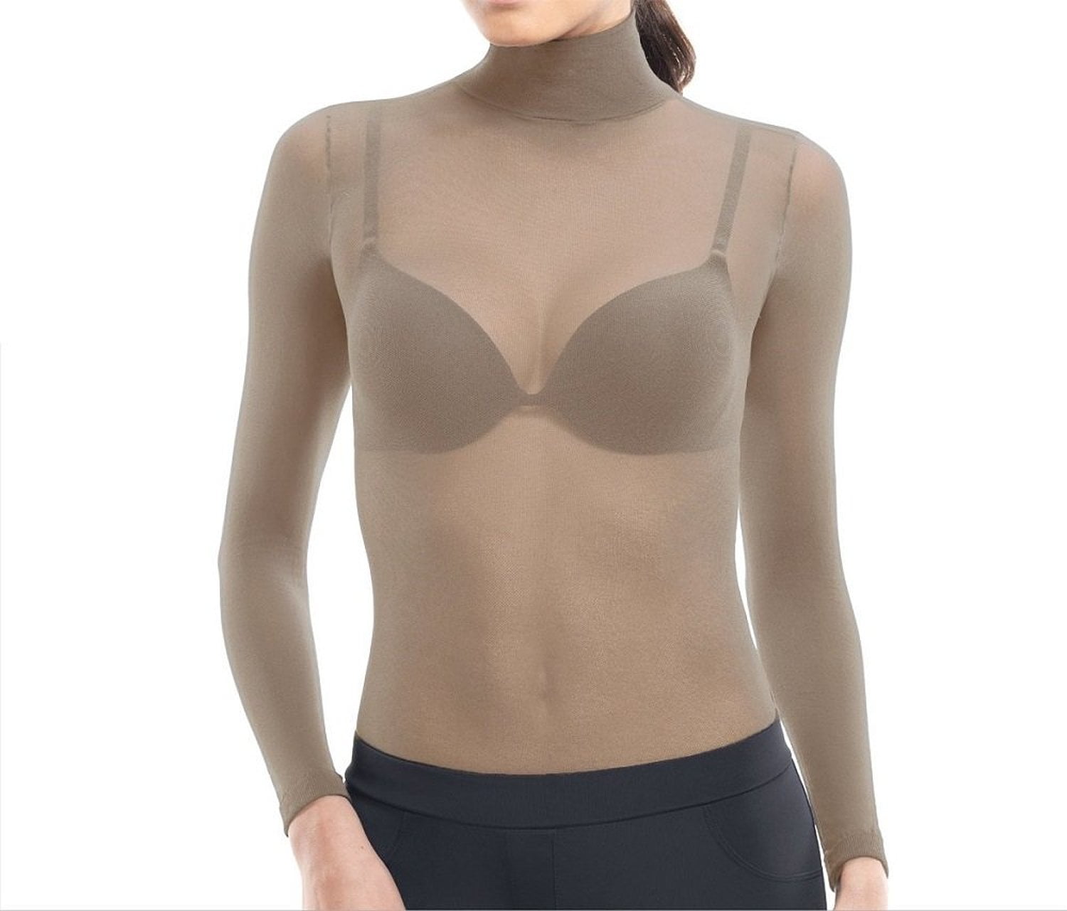 トップス litmus sheer skin tops Lupo Second Skin Women's Long Sleeve Turtle Neck Sheer See