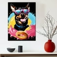 thumbnail image 3 of Miniature Pinscher Art Canvas Fun Popcorn, Donuts and Lollipops Dogs. Watercolor Art Print, Canvas Canvas for wall decor living room, Bedroom, Bathroom. Funny Wall Art Decor, 3 of 4