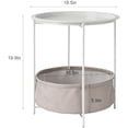thumbnail image 3 of Round Side/End Table with Fabric Storage Basket，Metal Anti-Rust and Waterproof Small Bedside Nightstand with Removable Tray Top for Living Room，Balcony & Laundry，Beige/1pcs with Basket, 3 of 9