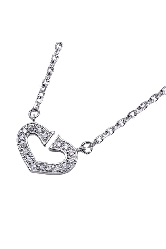 Pre-Owned Cartier Women's Necklace, 750WG Diamond C-Heart White Gold, Polished (Good)
