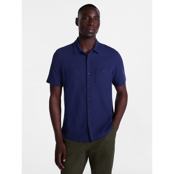 George Men's Waffle Knit Shirt with Short Sleeves, Sizes S-5XB