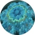 thumbnail image 1 of Ahgly Company Machine Washable Indoor Round Transitional Dark Turquoise Green Area Rugs, 4' Round, 1 of 7