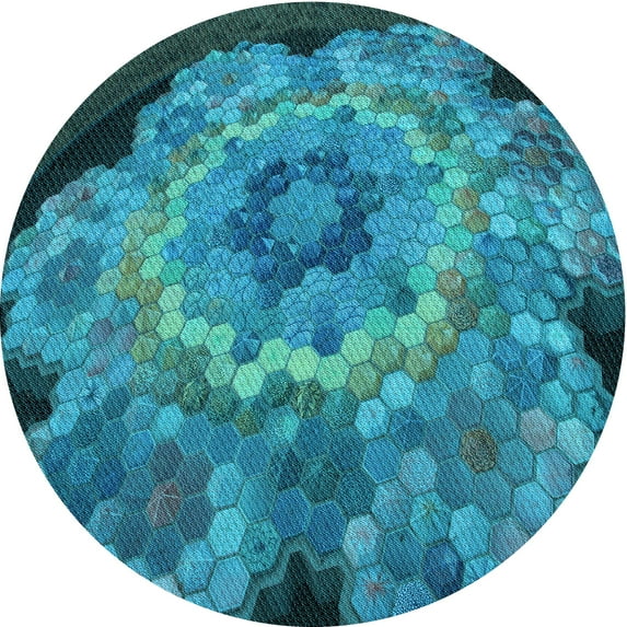 Ahgly Company Machine Washable Indoor Square Transitional Dark Turquoise Green Area Rugs, 3' Square