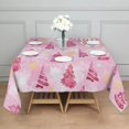 thumbnail image 3 of Pink Christmas Tree Square Tablecloth,Waterproof Square Table Cover,Wipeable Spillproof Washable Table Cover for Home Kitchen Party Decor 52"x52"(132x132cm), 3 of 6