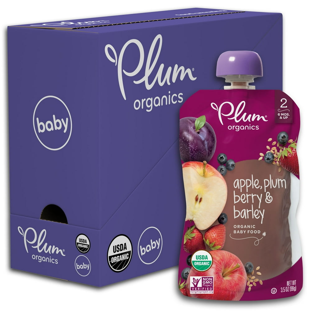 Plum Organics Stage 2 Organic Baby Food, Apple, Plum, Berry & Barley, 3