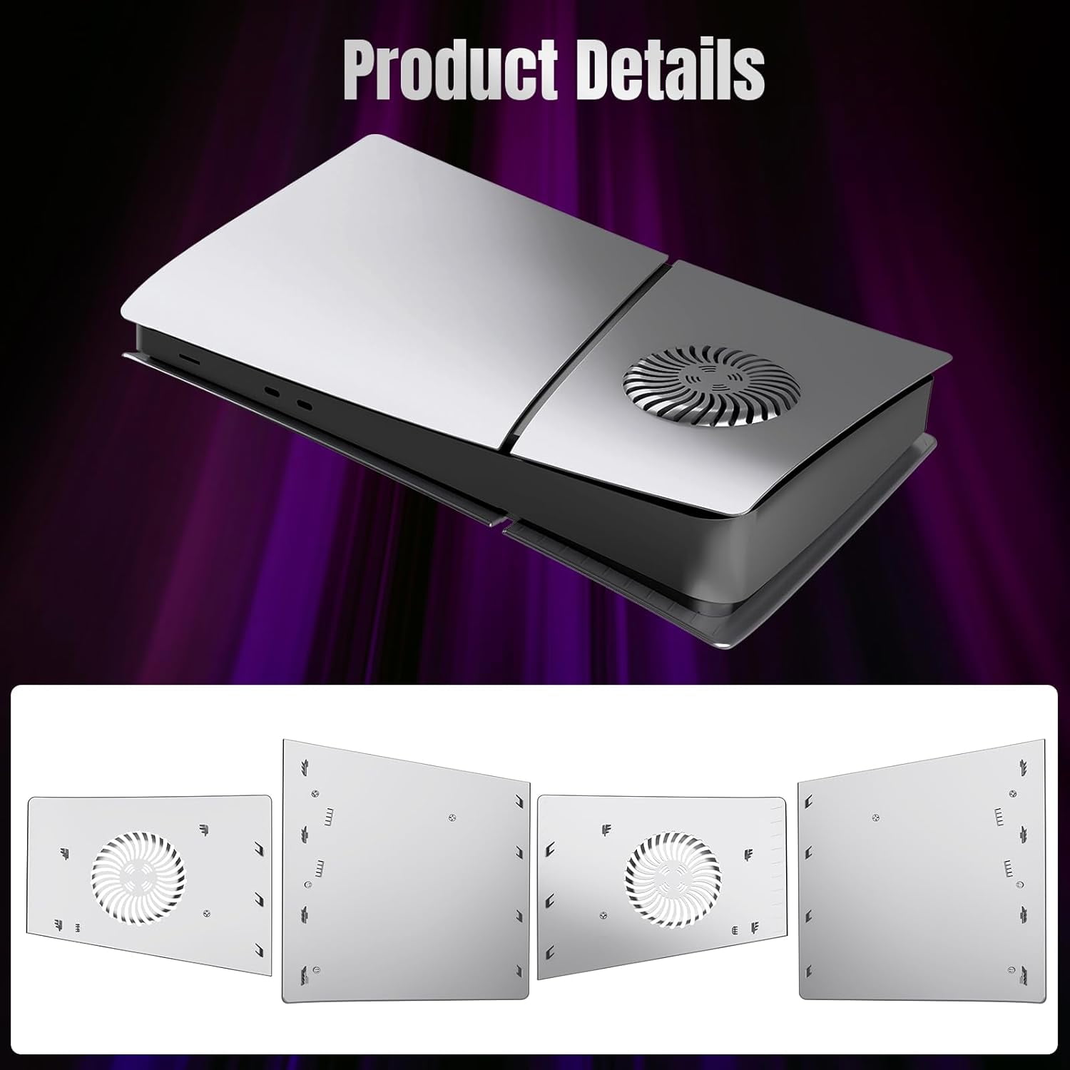 Slim Digital Edition Cover Plates with Cooling Vents for PS5 Slim Console, Shell Panels Compatible with PlayStation 5 Slim Accessories Protective Replacement Faceplate (Silver)