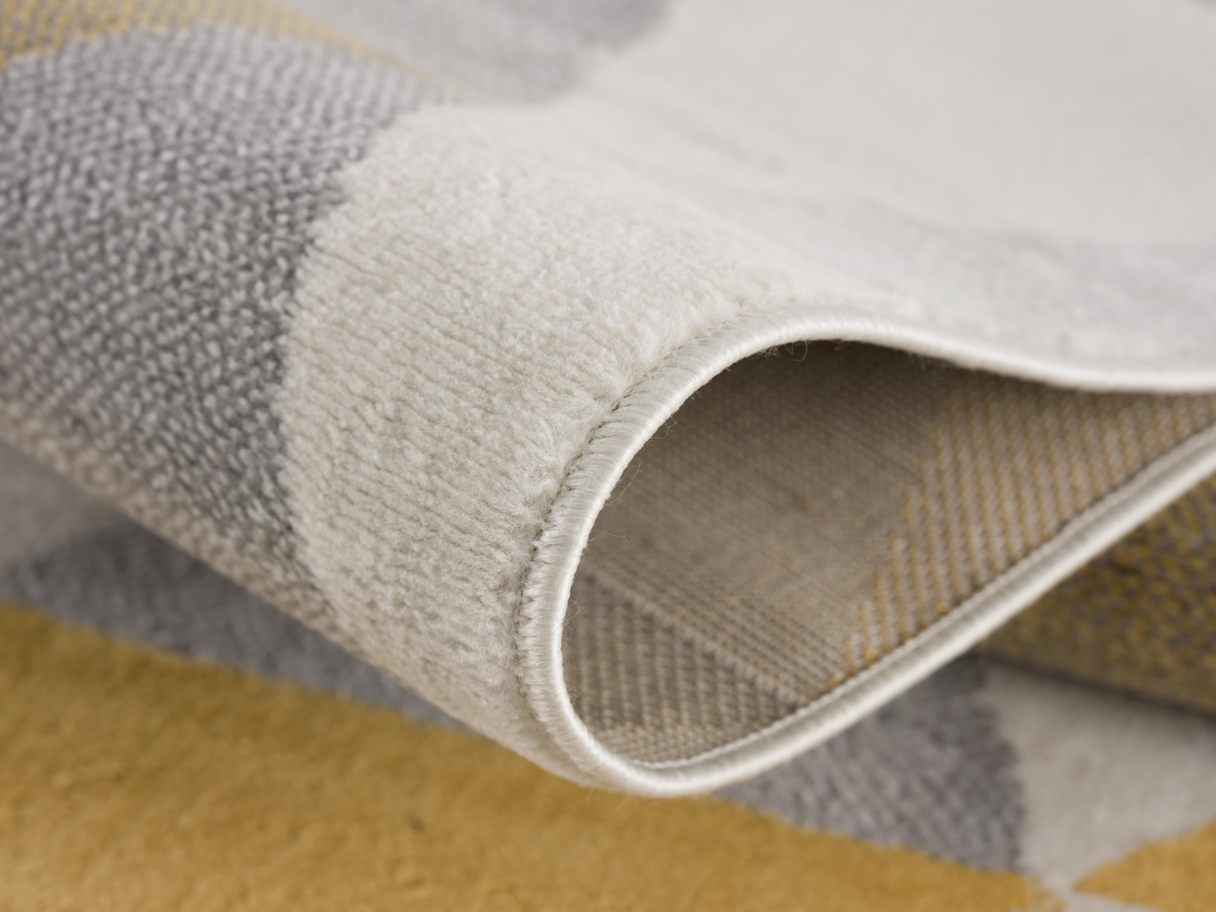 Tapis Branch Savannah 2' x 7' (Taille exacte : 2'3" 7') de couloir moderne du milieu siècle, jaune beige, géométrique pour entrée, couloir, salle bain et cuisine