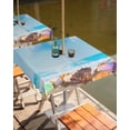 thumbnail image 2 of Fsddascl Blue Coastal Outdoor Tablecloth - 60x60 Inch Square Dining Table Cover, Nautical Seaside Shell Conch Starfish Waterproof Outdoor Table Cloth with Umbrella Hole & Zipper for Picnic/Patio, 2 of 7