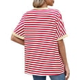 thumbnail image 6 of UVN Striped Tops for Women Summer Short Sleeve T Shirts Casual Crewneck Color Block Shirts, 6 of 10