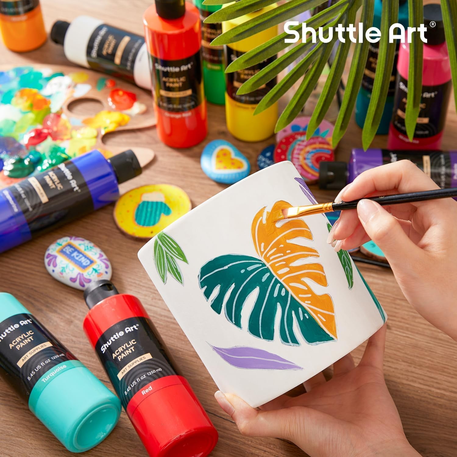 Shuttle Art, Acrylic Paint Set, 18 Colors 240ml bottles, Non-Toxic