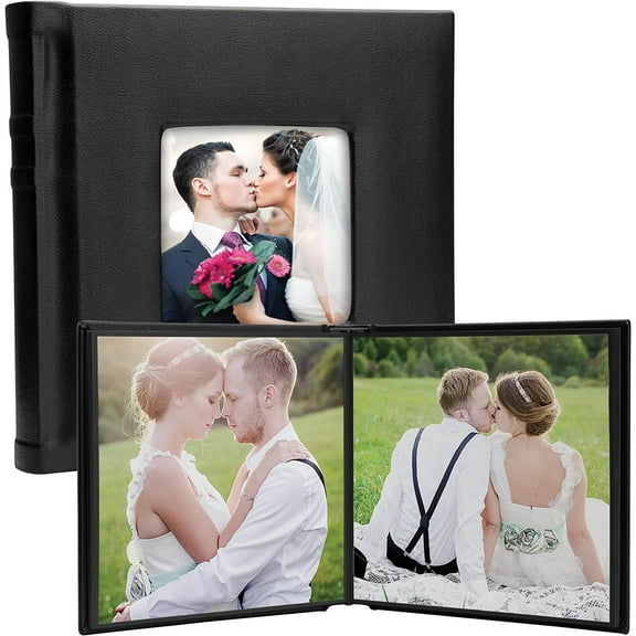 Black 10" x 10" Square Self-Stick Albums with Cameo Cover - Holds 20 Photos - Pack of 6