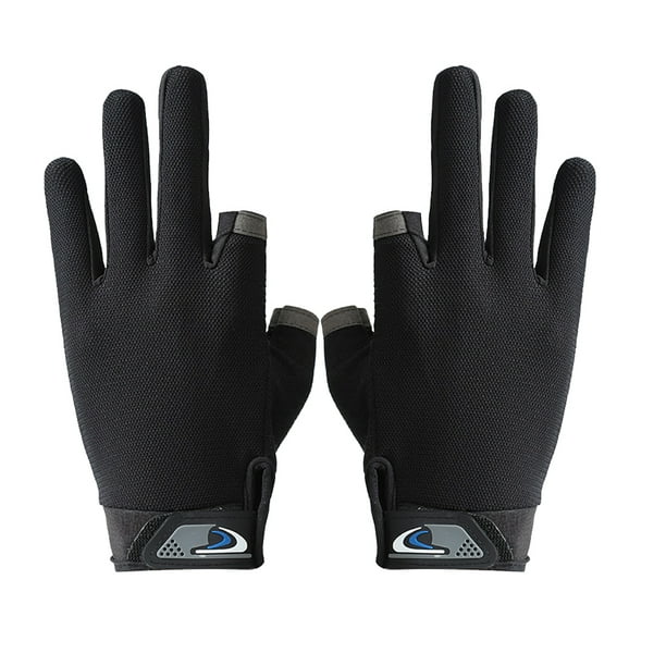 Guantes de pesca Hombres Mujeres Antideslizante 2 Finger Cut Ciclismo Mitones (Negro) Likrtyny Deportes al aire libre Salida diaria Juego de fiesta