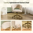 thumbnail image 2 of Zimtown Desk Chair with 360 Swivel Adjustable Flannel Accent Chair for Vanity Bedroom Office, Beige, 2 of 10