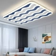 thumbnail image 3 of Ceiling Light Cover for Classroom, Geometric Striped Pattern Magnetic Fluorescent Light Covers Filter for School,Office, 2X4&nbsp; FT, Pack of 2, Navy Grey White Wave Pattern, 3 of 8