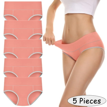Alitao Underwear Women Pack Seamless Underwear Plus Size Underwear 5 Pieces Underpants Patchwork Underwear Panties Bikini Cotton Underwear Womens Underwear Orange 5XL