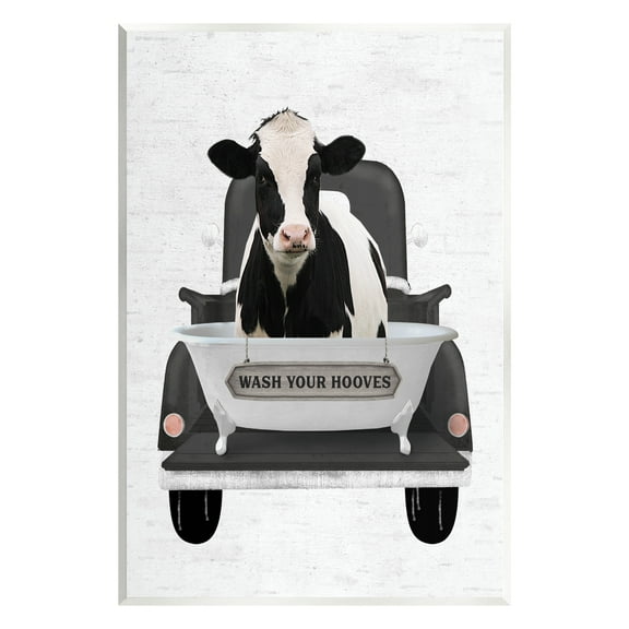 Stupell Industries Wash Your Hooves Cow Animals & Insects Painting Unframed Art Print Wall Art, 10 x 15