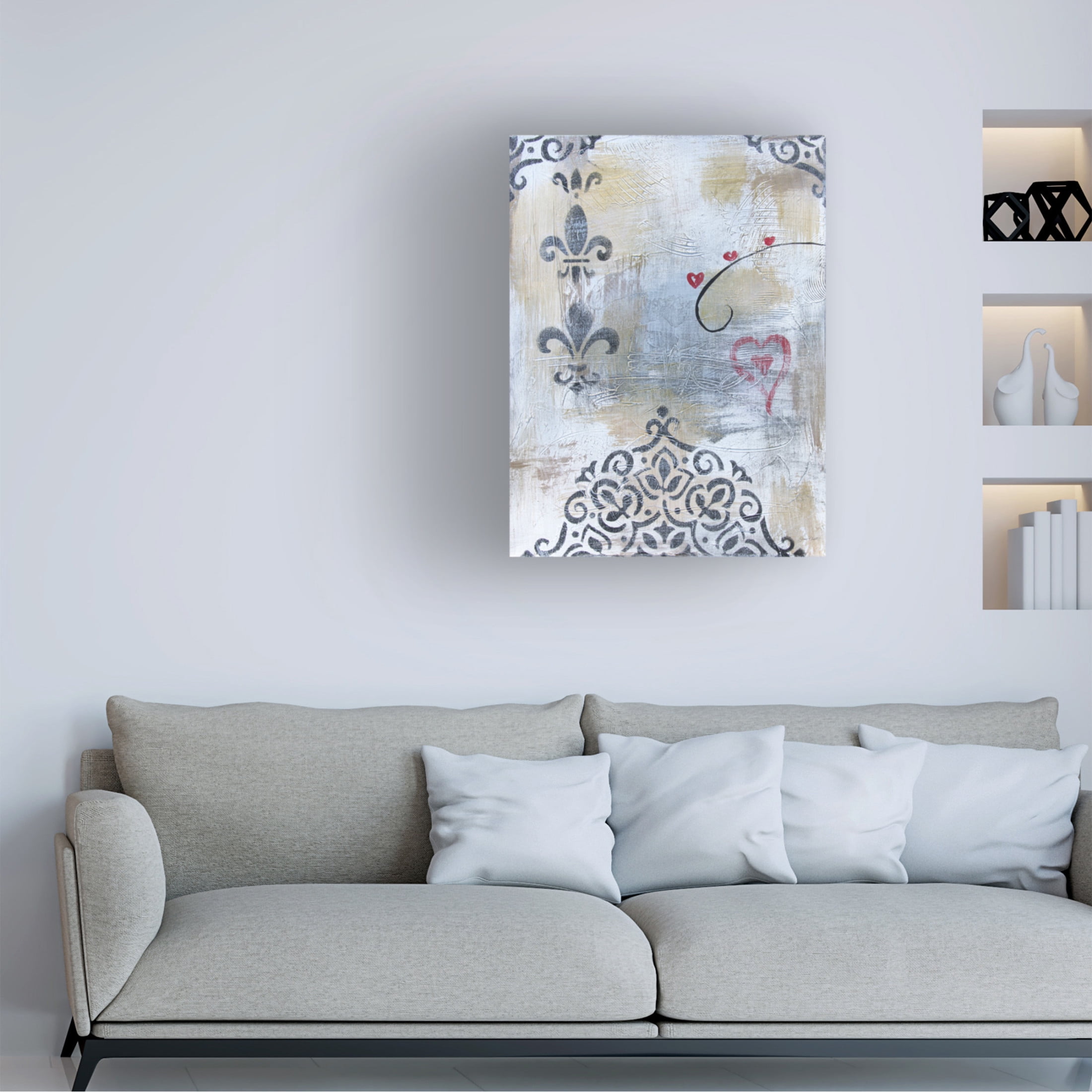 Canvas Wall Art - Jean Plout 'Gold And Grey Sentiment A1' Wall Art for Living Room, Bedroom, or Office Décor by Trademark Fine Art - 18 x 24 Inches