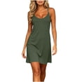 thumbnail image 2 of Diufon Summer Dresses for Women V Neck Sleeveless Dress Solid Color Casual Mini Dress, 2 of 9