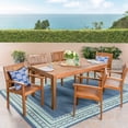 thumbnail image 2 of GDF Studio Neron Outdoor Acacia Wood 7 Piece Dining Set, Teak, 2 of 13