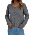 thumbnail image 2 of Cardigan de Punto PRETTYGARDEN con Botones Gris Talle S, 2 of 8
